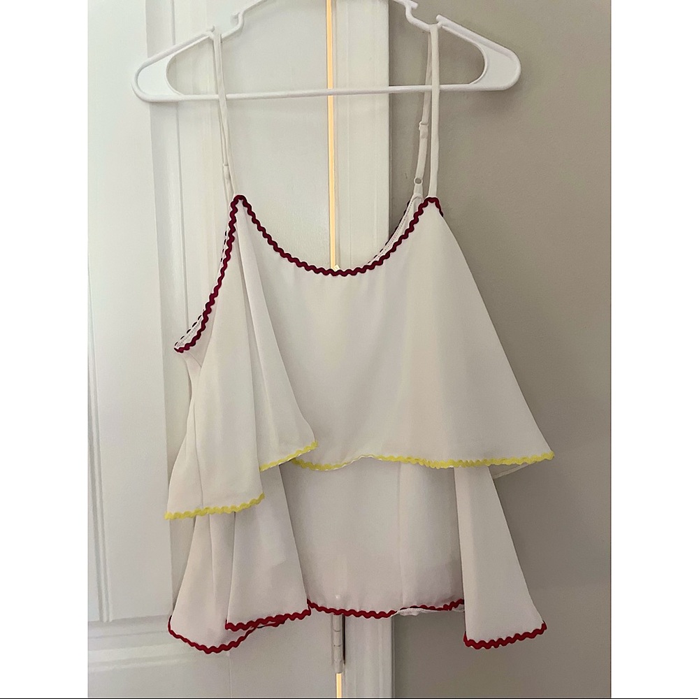 Ruffled White Crop Top - 1X